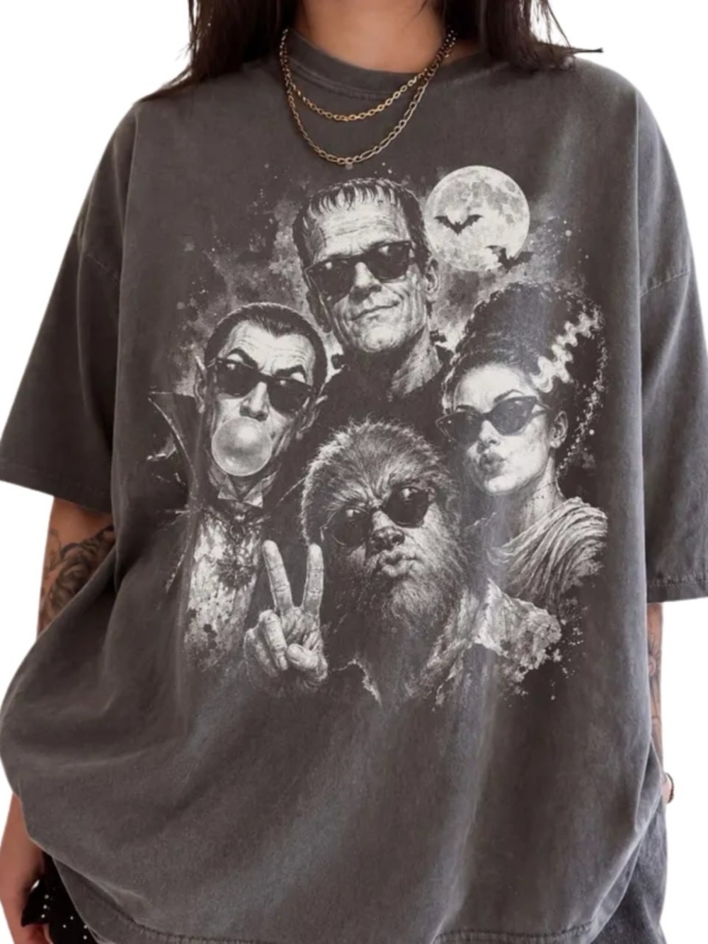 Comfort color Pepper Graphic Short Sleeve Tee with Monster Portraits